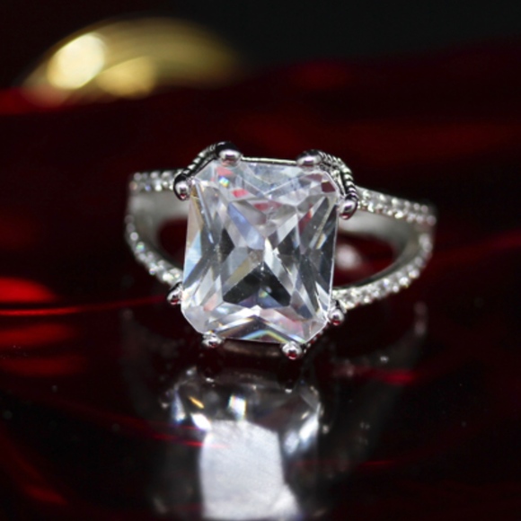 Jewelry - 14kt Gold Dipped White Topaz Radiant Engagement
